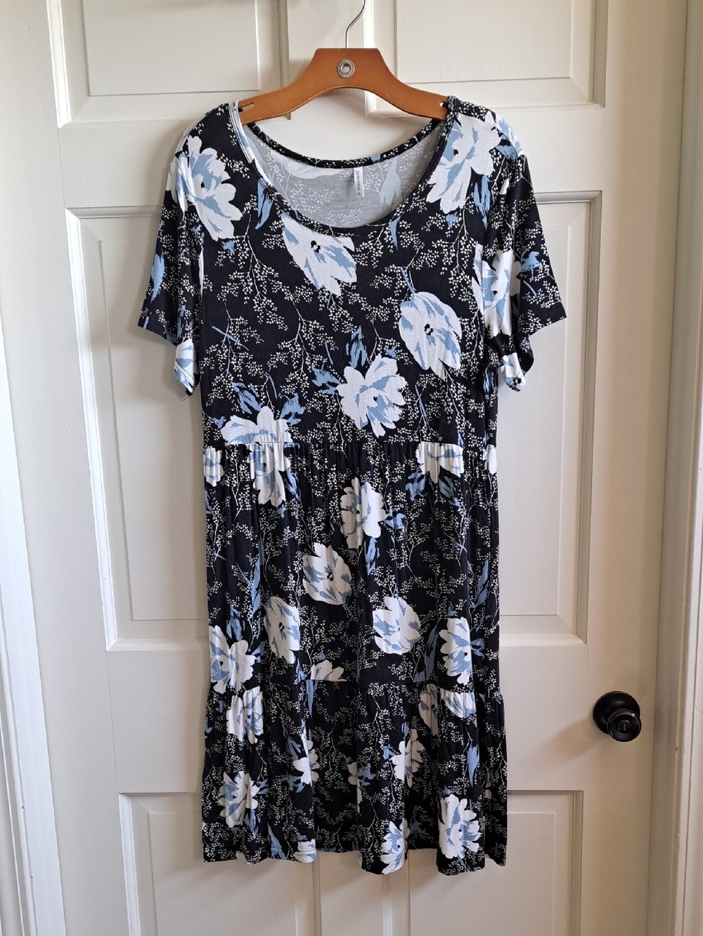Jersey Knit Midi TAOHUAD AO Floral Stretchy Tiered Dress Modest Casual Comfy